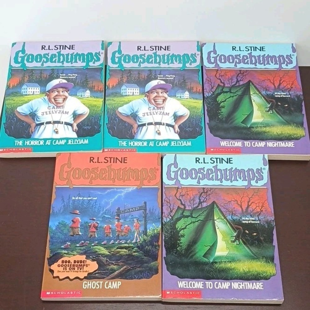 R.L. Stine Goosebumps Paperback Lot 5 Camp Jellyjam x2 + Ghost Camp Nightmare x2